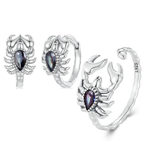 Title 3, Personalized Scorpion Sterling Silver Zircon Ox...