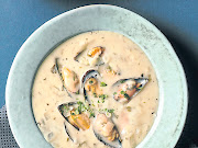 Creamy mussel soup.