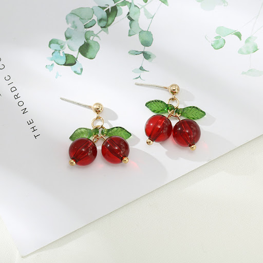 Title 1, Sterling Silver Needle Small Cherry Earrings fo...