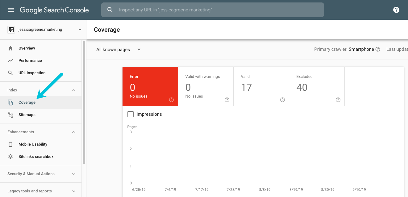 google search console coverage report