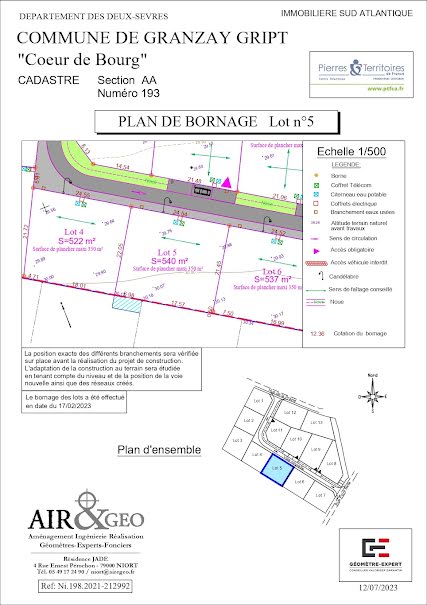 Vente terrain  540 m² à Granzay-Gript (79360), 48 000 €