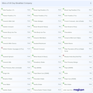 All Day Breakfast Company menu 
