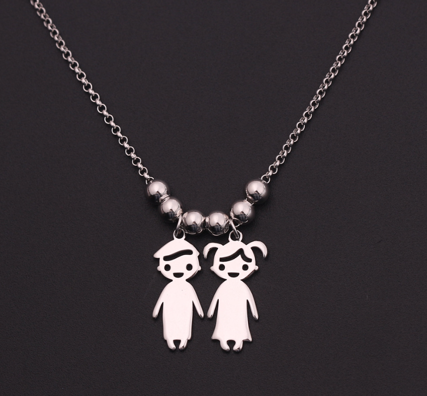 Amazon wish creative new boy and girl fashion alloy custom necklace Europe and America stainless steel necklace
