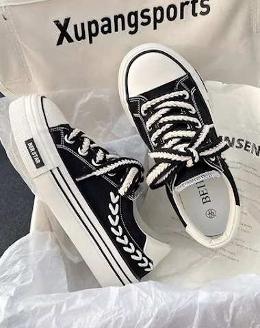 Dames canvas schoenen met dikke zoo - 2