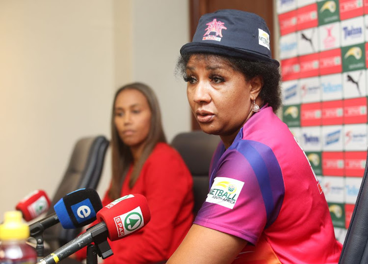 Cecilia Molokwane, Netball South Africa President during a press conference ahead of the SPAR National Netball Championships at Southern Sun Waterfront Hotel on December 05, 2021 in Cape Town, South Africa.