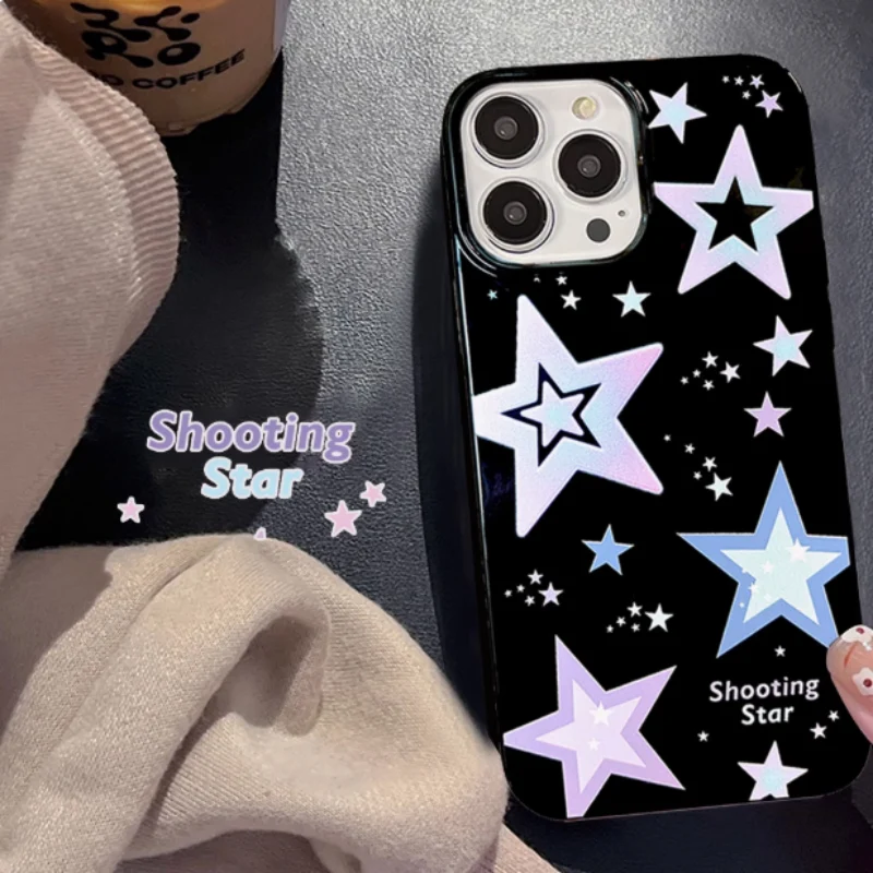 Creative Niche Purple Star Mobile Phone Case. Protect your phone in style. Unique design featuring purple stars, perfect