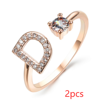 Anel ajustável com 26 letras iniciais, novo design, joia fashion para mulheres, simples e elegante, perfeito para presentear.