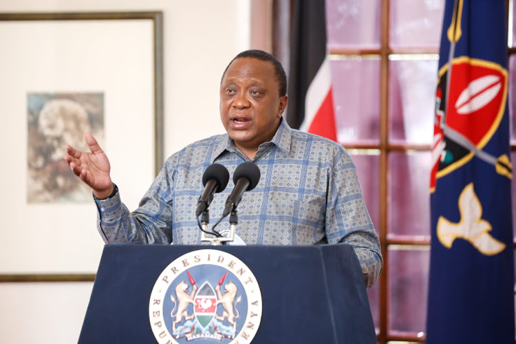 President Uhuru Kenyatta gives the fifth presidential address on the coronavirus at State House, Nairobi, on April 25, 2020.