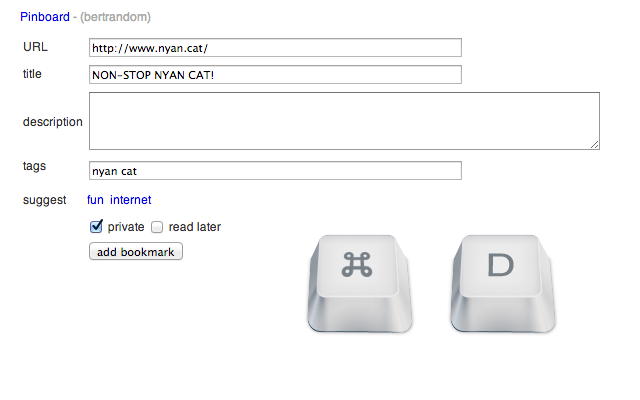 Pinboard Keyboard Shortcut