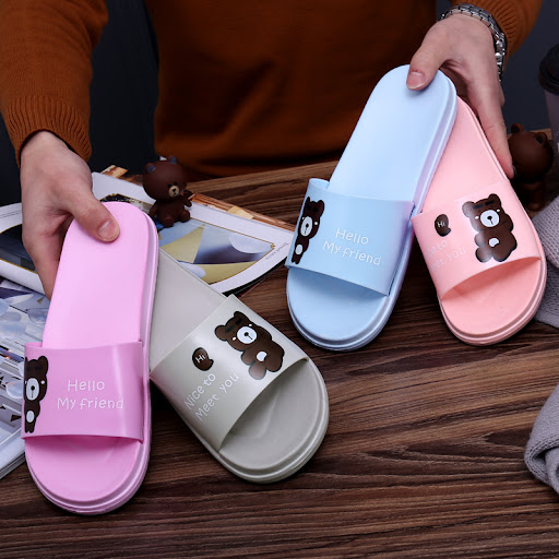 Title 5, Cartoon Bear Soft Sole Light Couple Slippers fo...