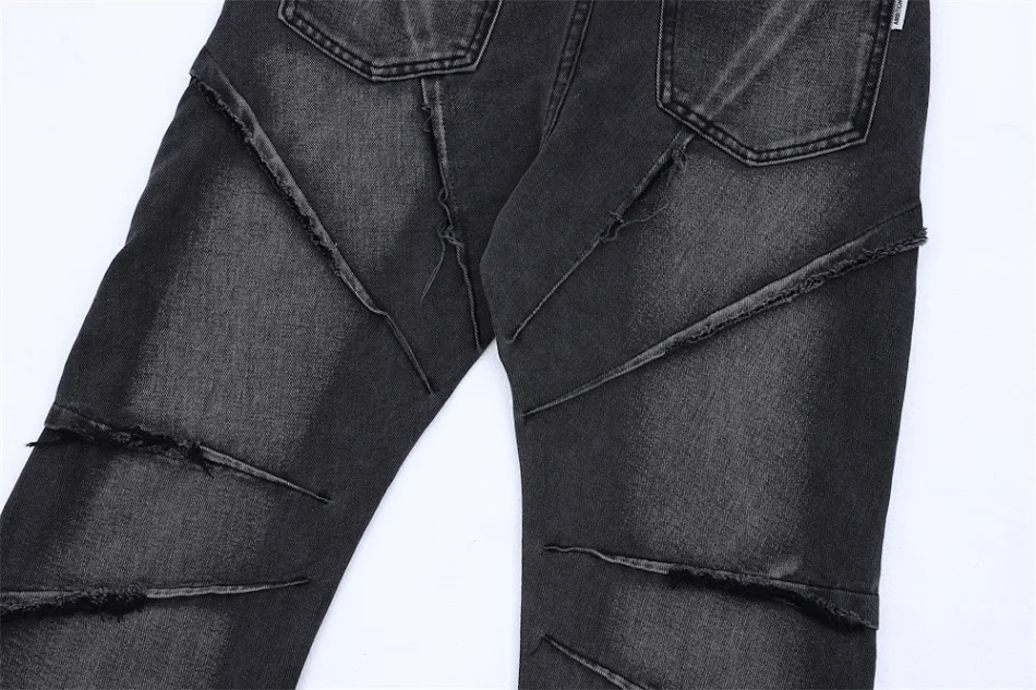 Washed and Worn Casual Broek met Fransende Kattenbaardsteken, comfortabele stijl voor elke dag, casual en trendy