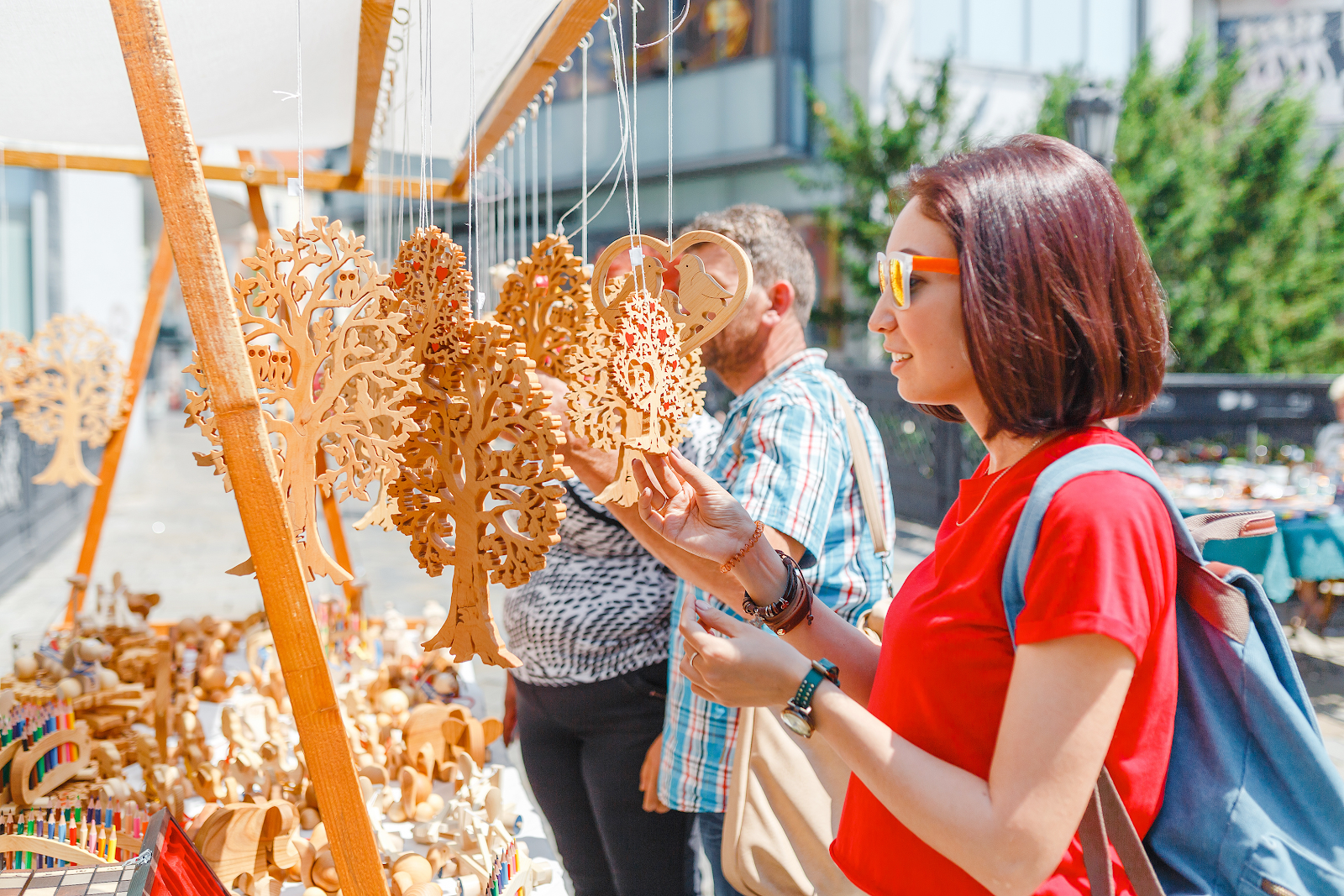 Customers browse artwork at a pop-up event