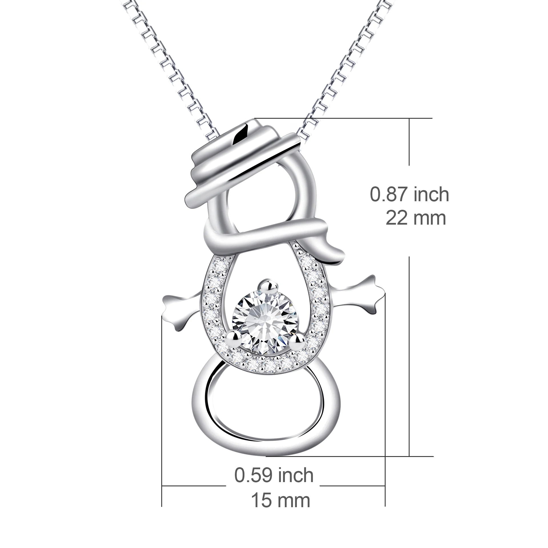 Title 5, Collier pendentif bonhomme de neige argent 925,...