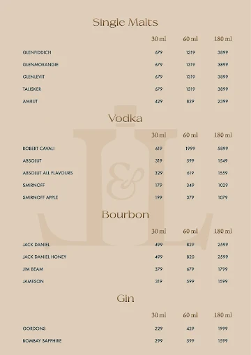 Liquors & Lockers Lounge And Bar menu 