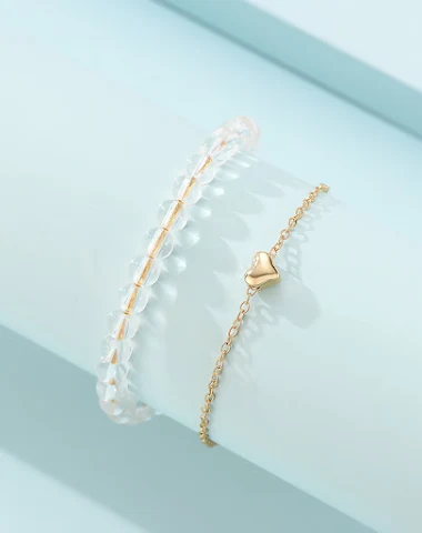 Bracelet de cheville double perlé p - 2
