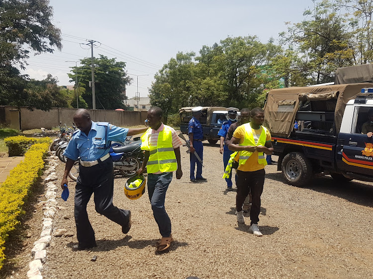 Some of the boda boda riders arrested during crackdown in Kisumu on Wednesday March 8, 2022.