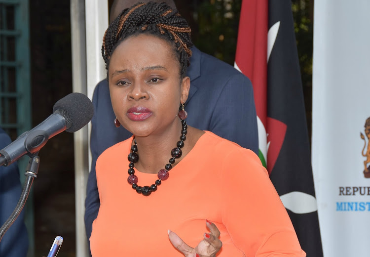 Health CAS Dr Mercy Mwangangi gives daily updates on Covid-19 situation in the country at Afya House on March 26, 2020