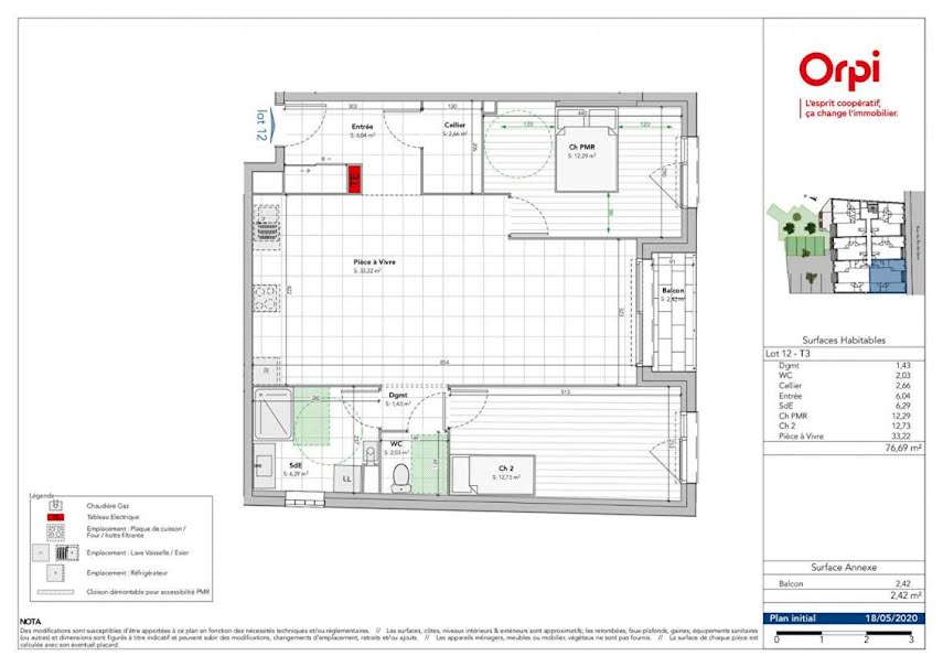 Vente appartement 3 pièces 76 m² à Vaux-le-Pénil (77000), 275 000 €