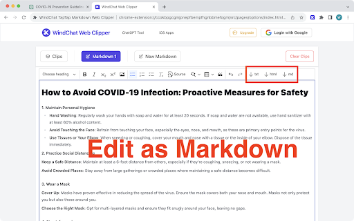 WindChat TapTap Markdown Web Clipper Preview 2