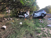 Buckets containing dead starfish, crabs and snake skins were scattered across the crash site.
