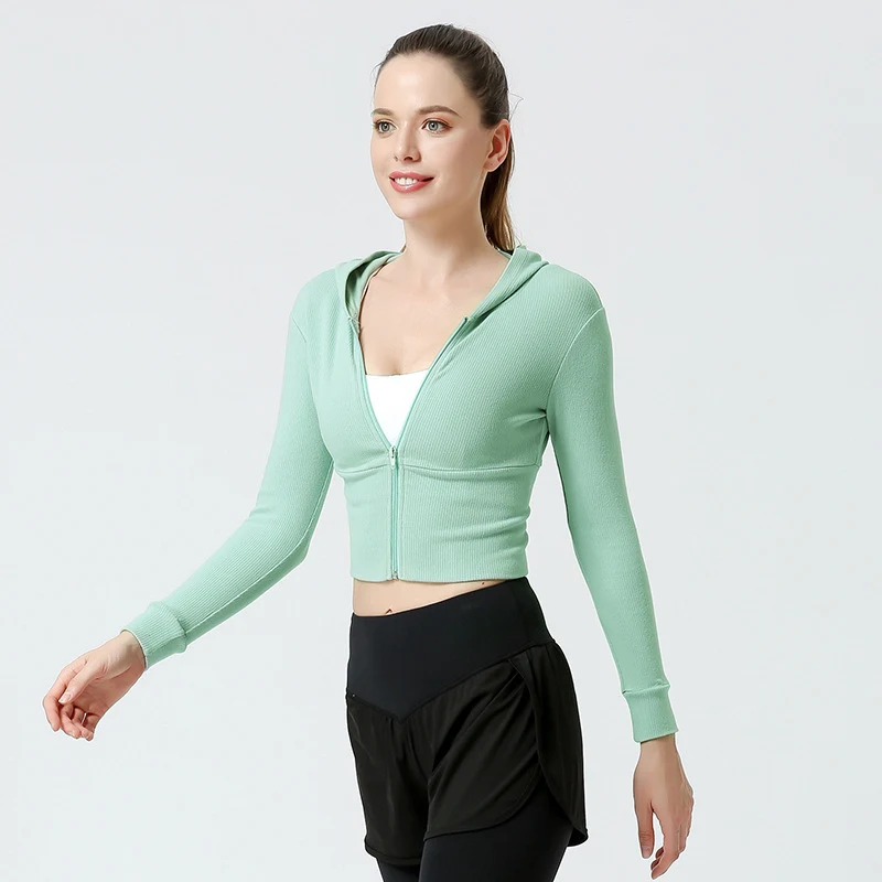 New Yoga Wear Tight Long Sleeve Running Sports Zipper Jacket. Perfect for running and workouts. Provides comfort and fle