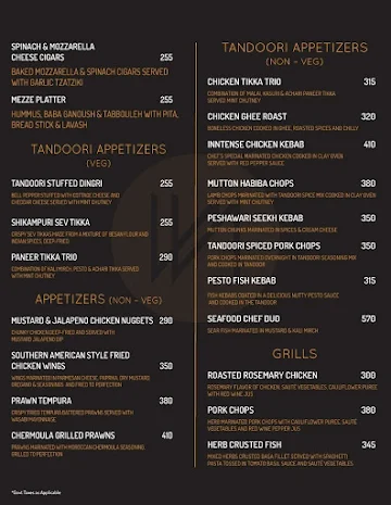 Inntense menu 