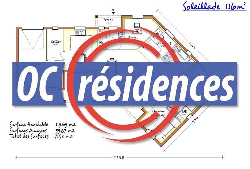  Vente Terrain + Maison - Terrain : 837m² - Maison : 116m² à Castelnaudary (11400) 