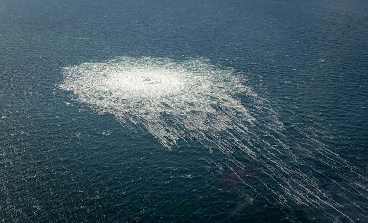 Gas bubbles from the Nord Stream 2 leak surface the Baltic Sea, near Bornholm in Denmark, September 27 2022. Picture: DANISH DEFENCE COMMAND/REUTERS