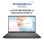 [Mã Elmall3 Giảm 3% Đơn 3Tr] Laptop Msi Modern 14 B5M - 204Vn (Amd Ryzen 5 5500U) (Xám)