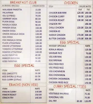 Kerala Hotel South Indian menu 1