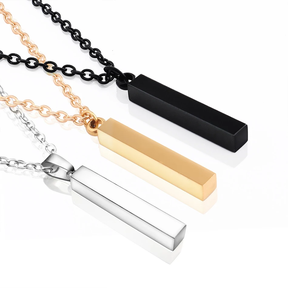 Heren roestvrijstalen kolom hanger ketting. Stijlvolle en duurzame herenketting voor dagelijks gebruik. Perfect als cadeau voor hem.