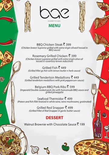 Bae Gourmet Kitchen menu 