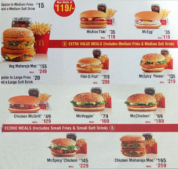 McDonald's menu 