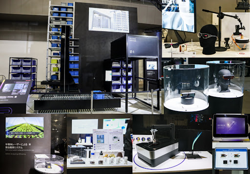 Clockwise: 1. Robotic storage system, 2. Ultra-compact camera, 3. XR glasses, 4. Nerve organoid neuron chip, 5. NIOI vision – AI olfactory sensor, 6. IMS gas analyser, 7. Laser light pest control.