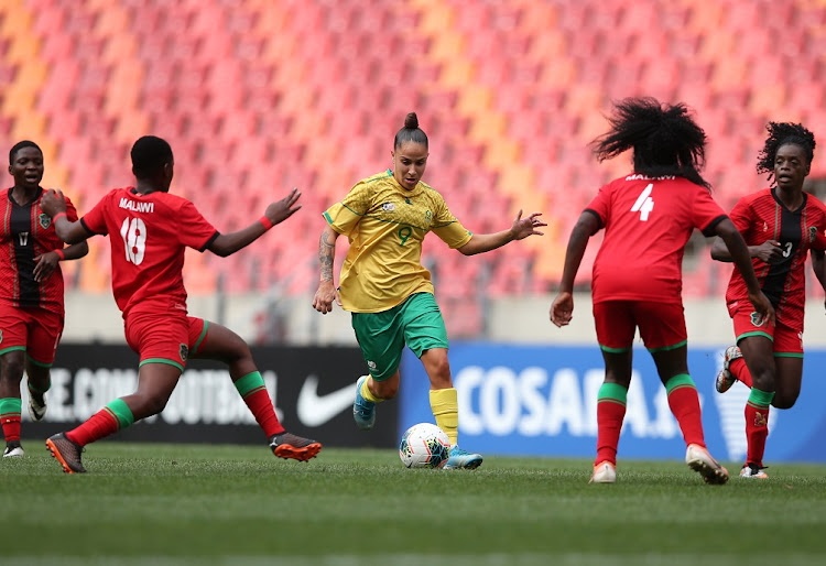 Banyana Banyana winger Gabriela Salgado during the Codafa Women's Championship match against Malawi at Nelson Mandela Bay Stadium in Gqeberha on September 28 2021.