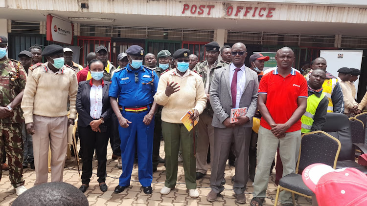 Machakos County Commissioner Rhoda Onyancha launching the bodaboda operators registration exercise at Machakos Huduma centre on Monday, March 28, 2022.