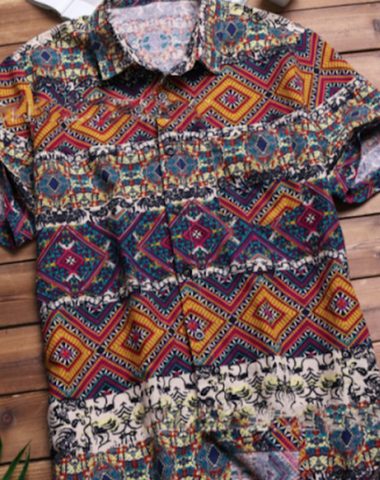 New Hawaiian style men's flower shi - 3