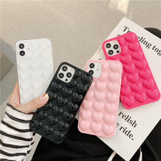 Title 2, Peach Heart Phone Case Silicone Lanyard Protect...