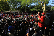 EFF leader Julius Malema addresses supporters during the party's national shutdown in Pretoria on March 20 2023.