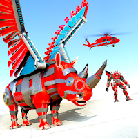 Flying Rhino Robot Games - Transform Robot War