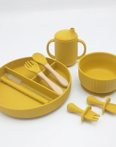 Gestreepte kinder eetservies set me - 1