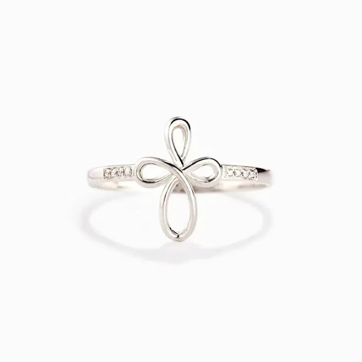 Title 4, Simple Design Geometric Ring Cross Female Minim...