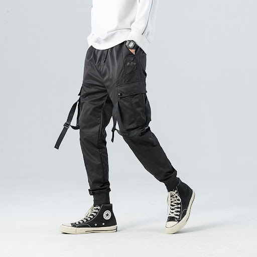 Title 2, Black Functional Overalls for Men Skinny Multi-...