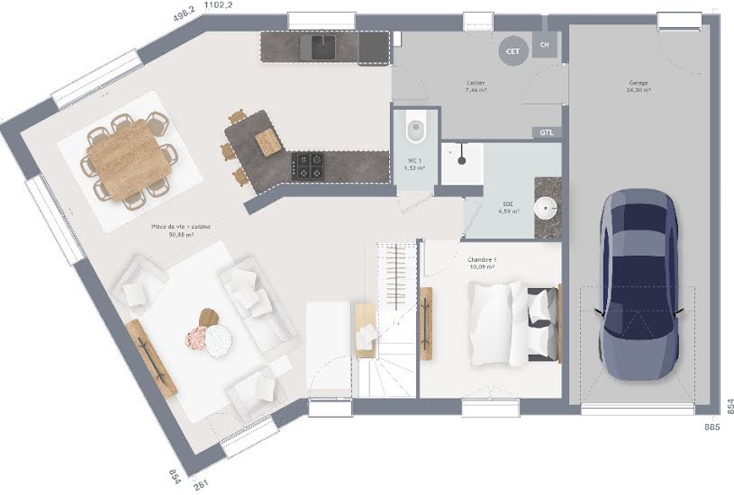  Vente Terrain + Maison - Terrain : 688m² - Maison : 110m² à Précigné (72300) 