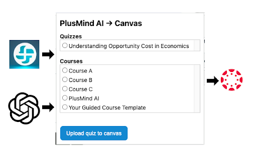 PlusMind + ChatGPT quiz creator for Canvas