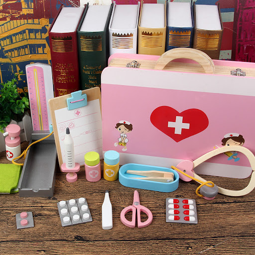 Title 5, Childrens Wooden Play House with Simulation Pl...