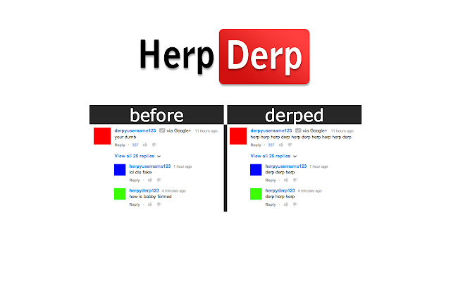 Herp Derp for YouTube™ chrome extension