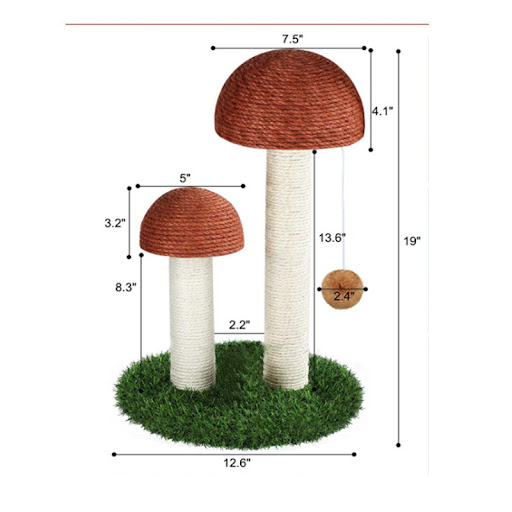 Title 6, Natural Linen Mushroom Cat Scratch Post. Durabl...