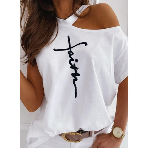 Title 4, T-shirt z nieszczelnym ramieniem z litego koloru