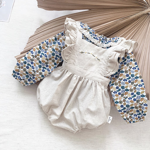 Title 4, Girls Lotus Leaf Overalls with Cute Suspenders